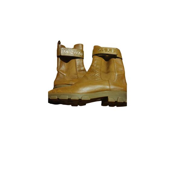 Michael Kors Ridley Leather Pull-on Flat Chelsea Booties British Tan Size 10 - Picture 5 of 7